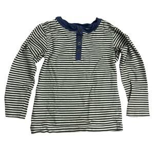 Kitestrings Hartsrings Blue Green Striped Henley Long Sleeve Shirt Boys Size 7